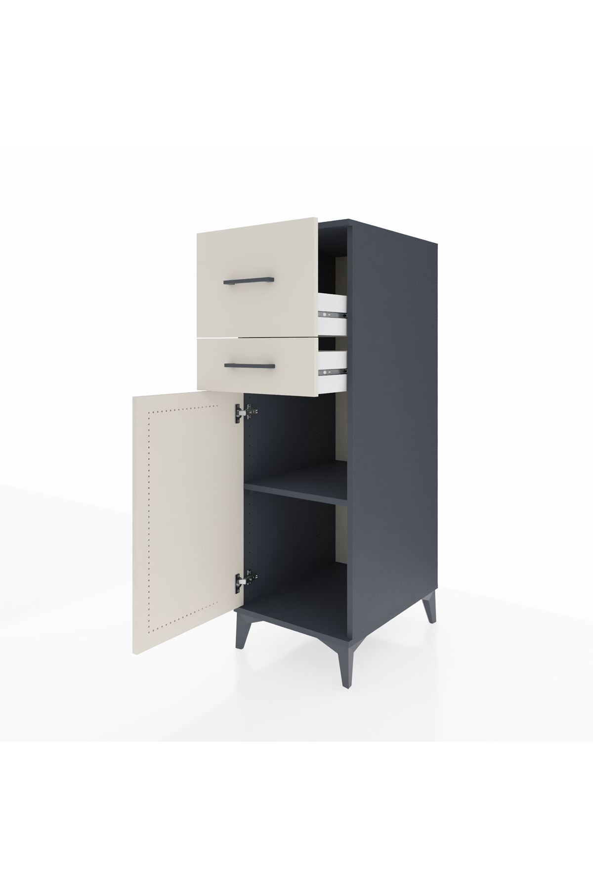 Kronos Dolap Tek Raflı 2 Çekmeceli Tek Kapaklı 44x59x134 Antrasit-Aytaşı