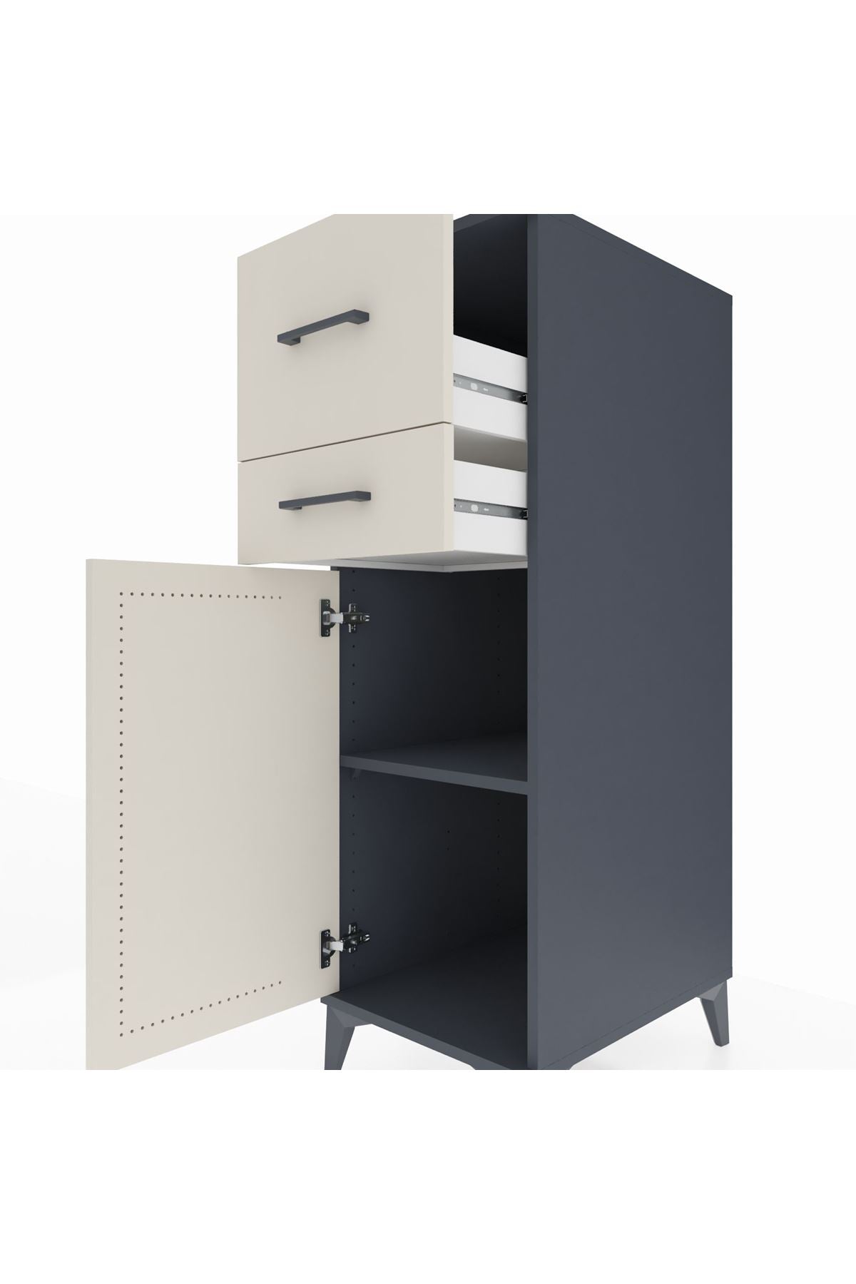 Kronos Dolap Tek Raflı 2 Çekmeceli Tek Kapaklı 44x59x134 Antrasit-Aytaşı