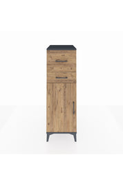 Kronos Dolap Tek Raflı 2 Çekmeceli Tek Kapaklı 44x59x134 Antrasit-Çam