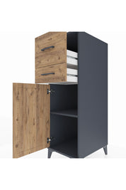 Kronos Dolap Tek Raflı 2 Çekmeceli Tek Kapaklı 44x59x134 Antrasit-Çam