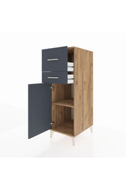 Kronos Dolap Tek Raflı 2 Çekmeceli Tek Kapaklı 44x59x134 Çam-Antrasit