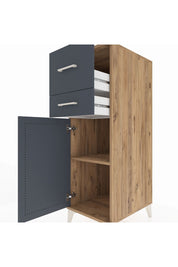 Kronos Dolap Tek Raflı 2 Çekmeceli Tek Kapaklı 44x59x134 Çam-Antrasit