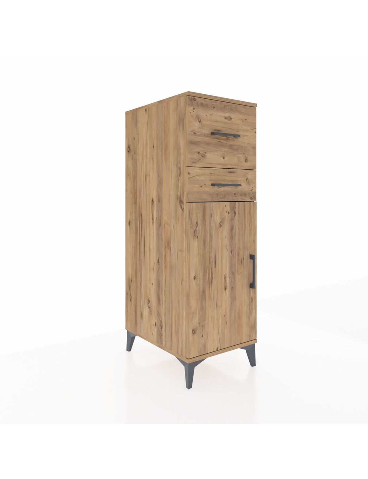 Kronos Dolap Tek Raflı 2 Çekmeceli Tek Kapaklı 44x59x134 Çam-Çam