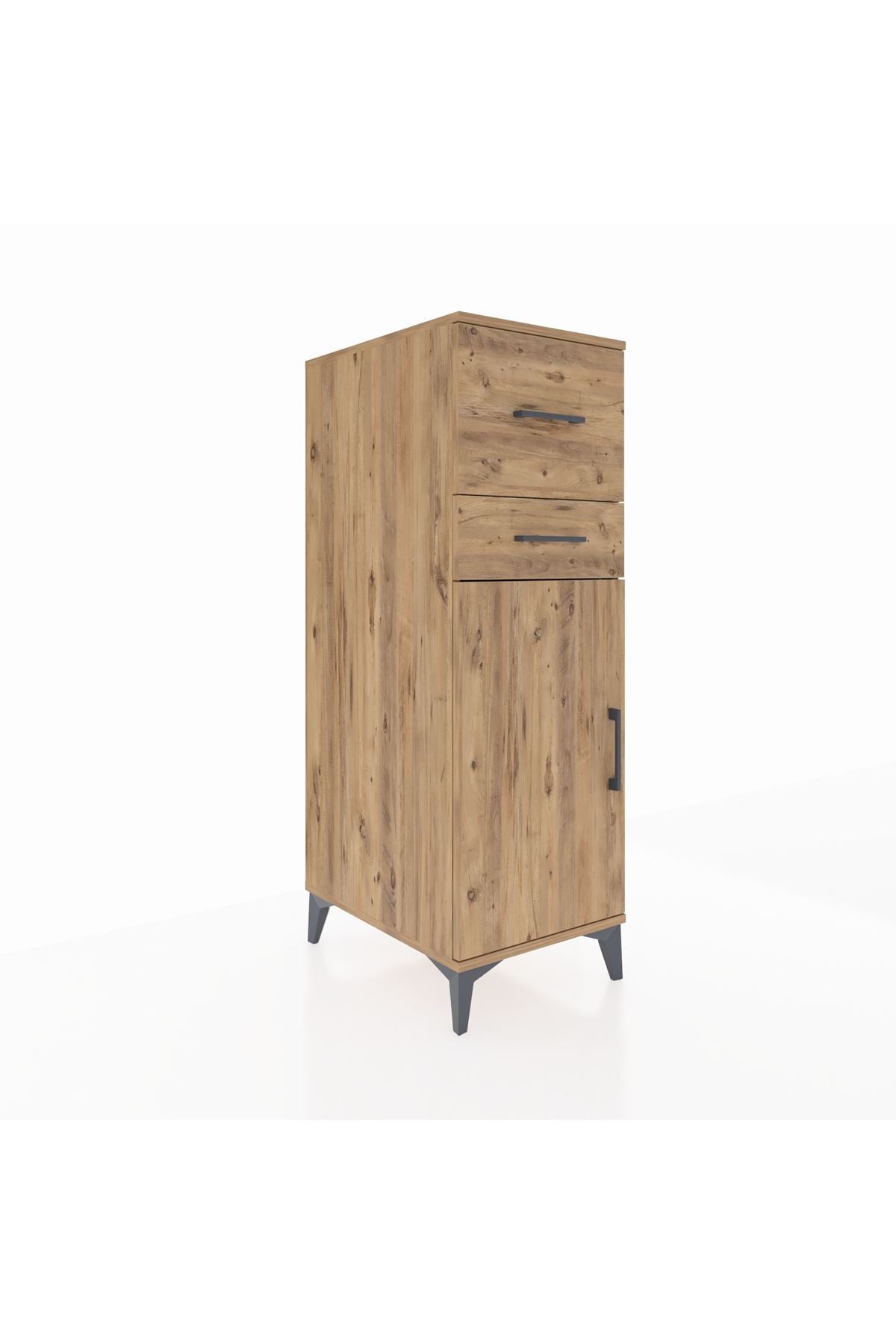 Kronos Dolap Tek Raflı 2 Çekmeceli Tek Kapaklı 44x59x134 Çam-Çam