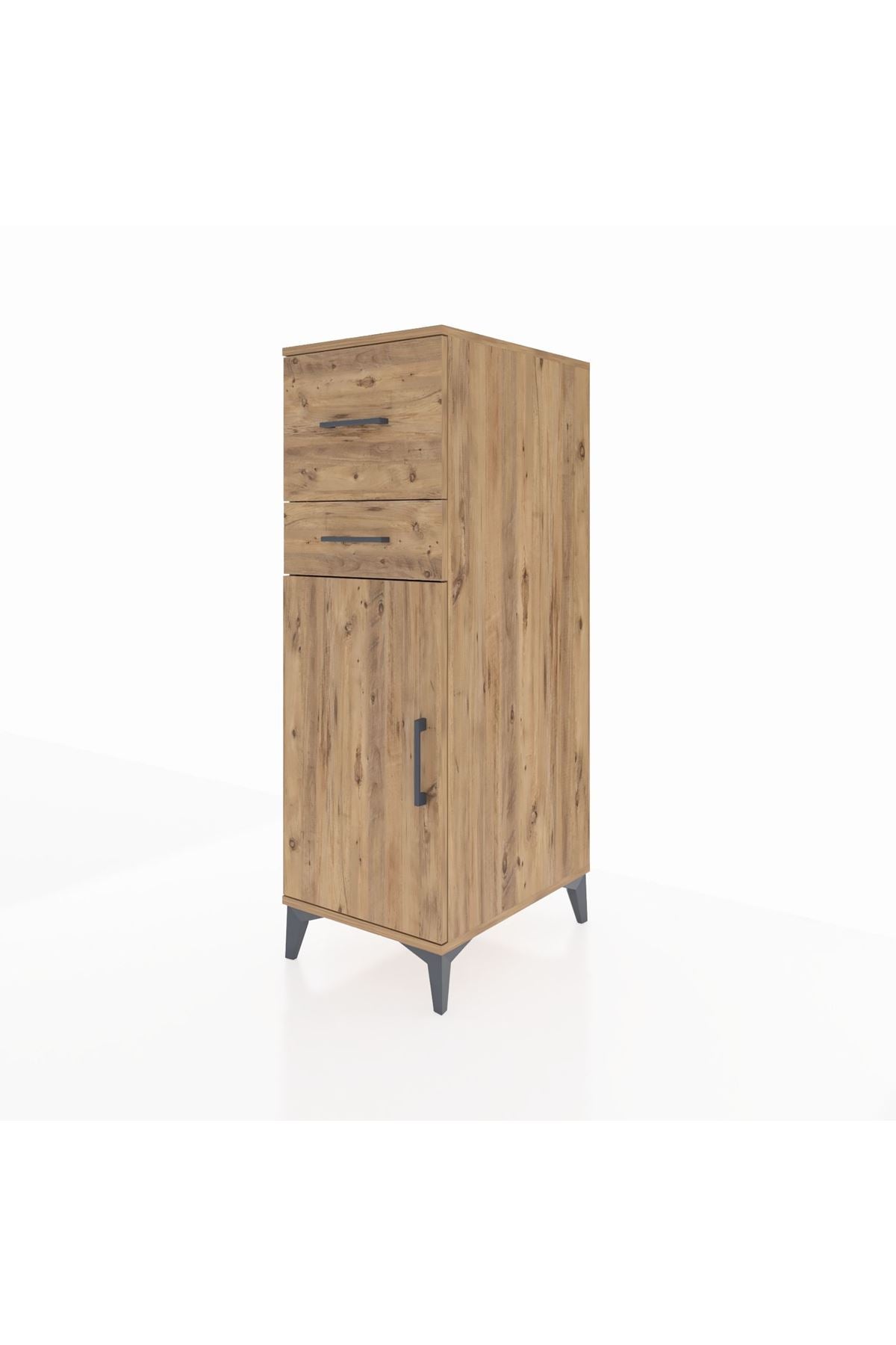 Kronos Dolap Tek Raflı 2 Çekmeceli Tek Kapaklı 44x59x134 Çam-Çam