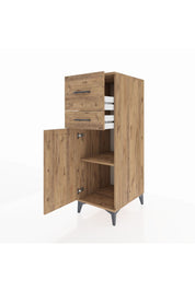 Kronos Dolap Tek Raflı 2 Çekmeceli Tek Kapaklı 44x59x134 Çam-Çam