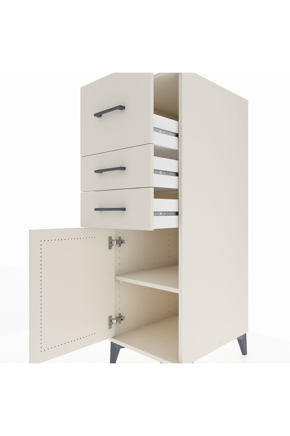 Kronos Dolap Tek Raflı 3 Çekmeceli Tek Kapaklı 44x59x134 Aytaşı-Aytaşı