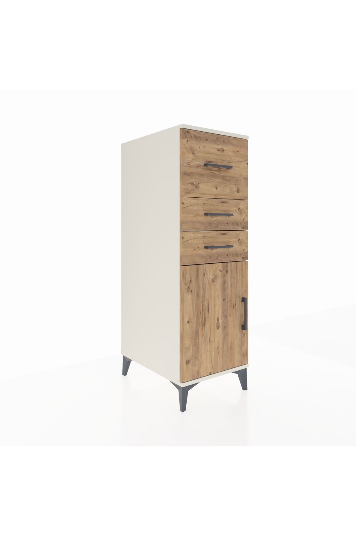 Kronos Dolap Tek Raflı 3 Çekmeceli Tek Kapaklı 44x59x134 Aytaşı-Çam