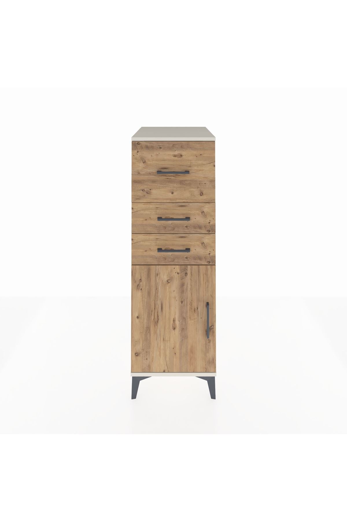 Kronos Dolap Tek Raflı 3 Çekmeceli Tek Kapaklı 44x59x134 Aytaşı-Çam