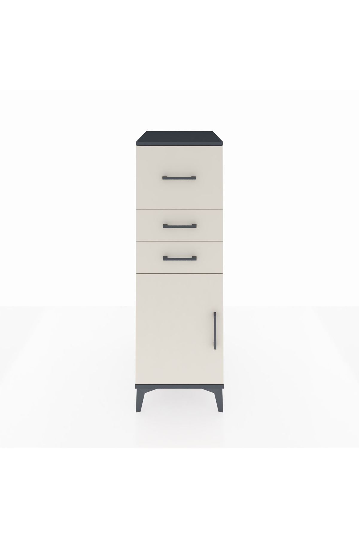 Kronos Dolap Tek Raflı 3 Çekmeceli Tek Kapaklı 44x59x134 Antrasit-Aytaşı