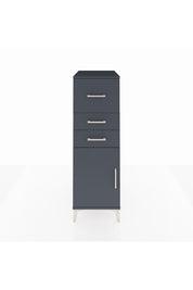 Kronos Dolap Tek Raflı 3 Çekmeceli Tek Kapaklı 44x59x134 Antrasit-Antrasit