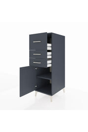 Kronos Dolap Tek Raflı 3 Çekmeceli Tek Kapaklı 44x59x134 Antrasit-Antrasit