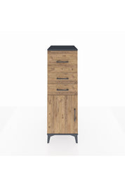 Kronos Dolap Tek Raflı 3 Çekmeceli Tek Kapaklı 44x59x134 Antrasit-Çam