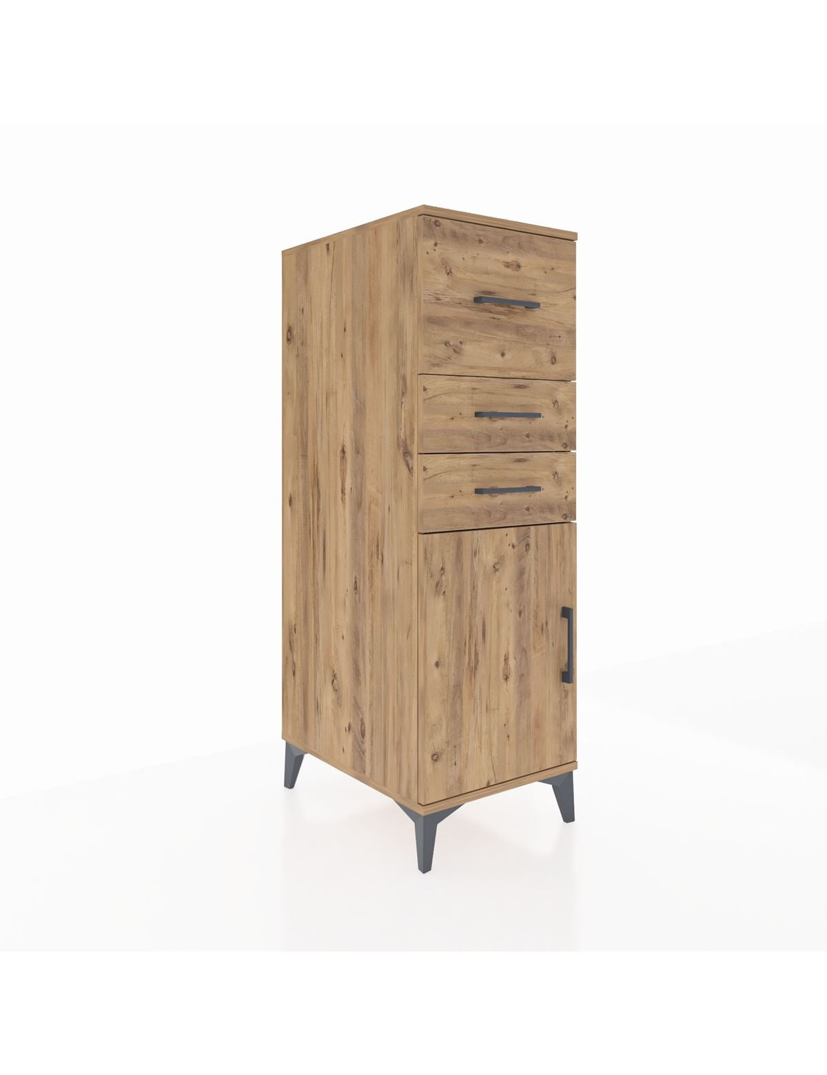 Kronos Dolap Tek Raflı 3 Çekmeceli Tek Kapaklı 44x59x134 Çam-Çam