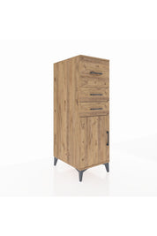 Kronos Dolap Tek Raflı 3 Çekmeceli Tek Kapaklı 44x59x134 Çam-Çam