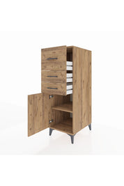 Kronos Dolap Tek Raflı 3 Çekmeceli Tek Kapaklı 44x59x134 Çam-Çam