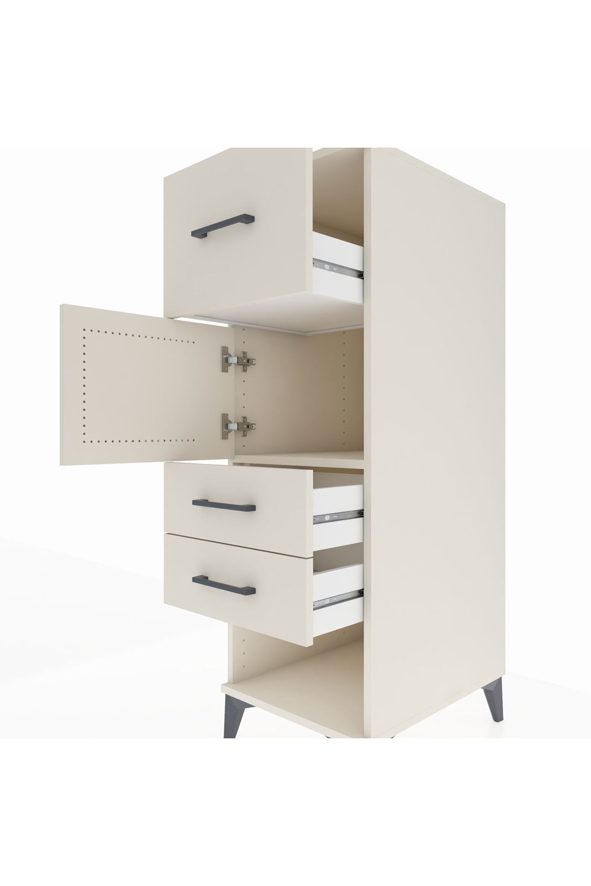Kronos Dolap Tek Raflı 3 Çekmeceli Tek Kapaklı 44x59x134 - S82M024V1C