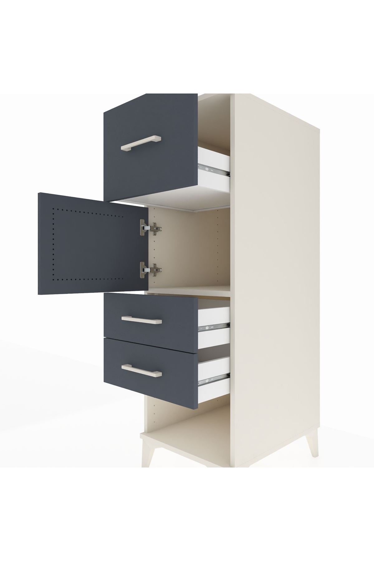 Kronos Dolap Tek Raflı 3 Çekmeceli Tek Kapaklı 44x59x134 Aytaşı-Antrasit