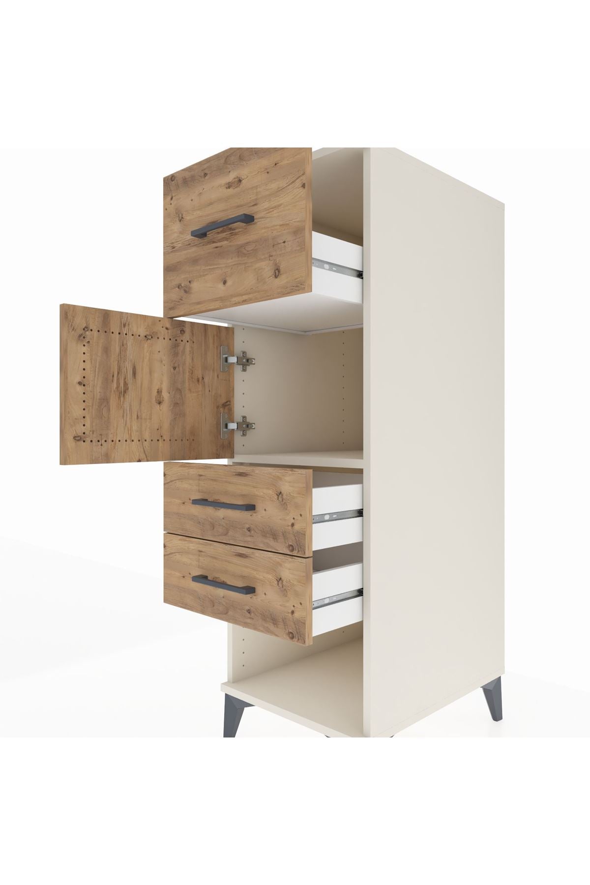 Kronos Dolap Tek Raflı 3 Çekmeceli Tek Kapaklı 44x59x134 Aytaşı-Çam