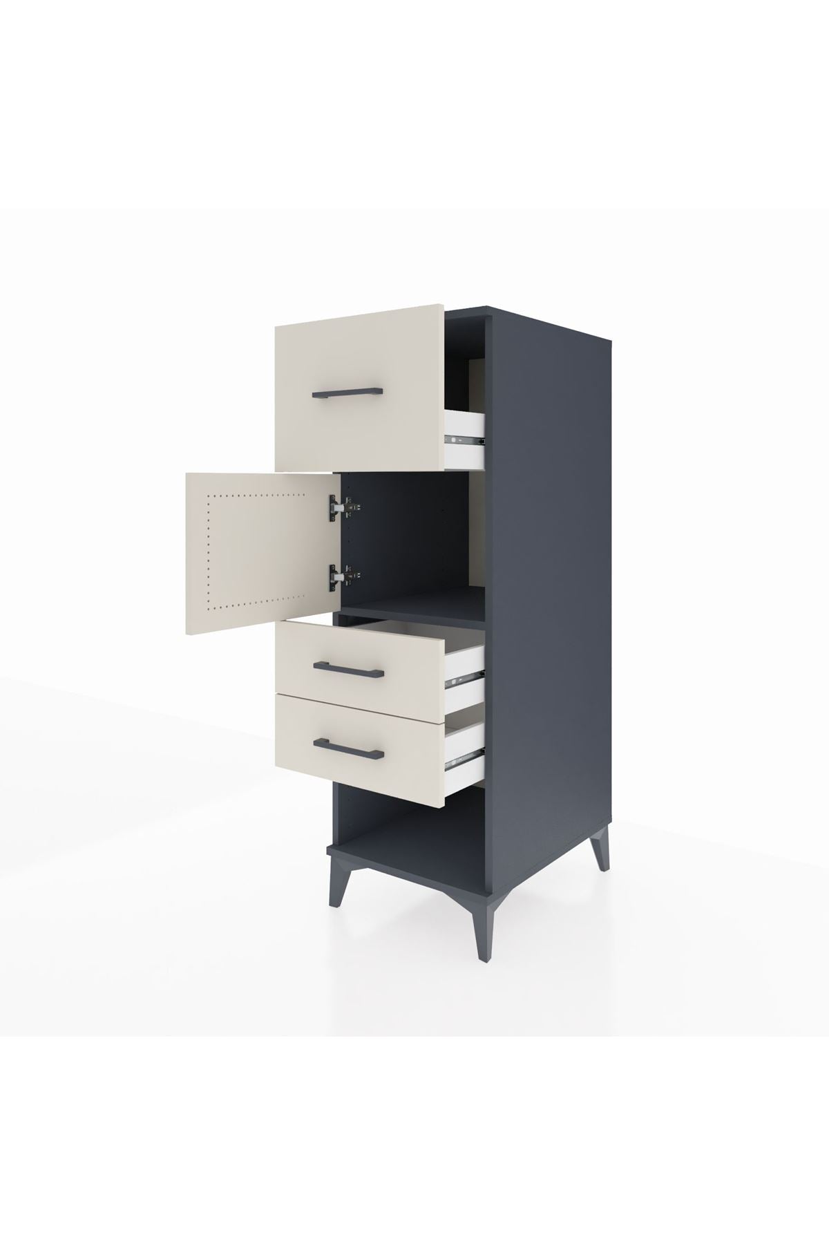 Kronos Dolap Tek Raflı 3 Çekmeceli Tek Kapaklı 44x59x134 Antrasit-Aytaşı