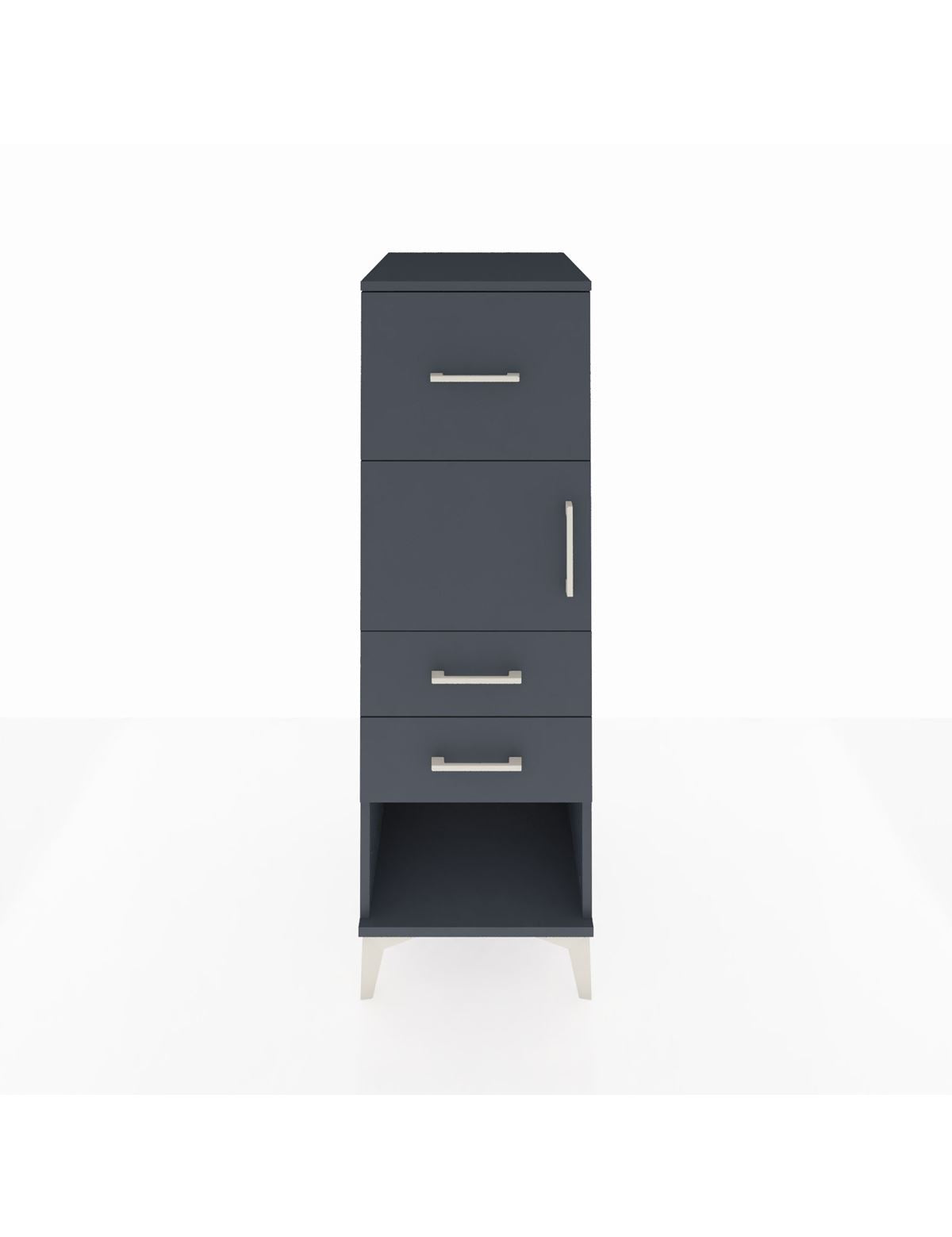 Kronos Dolap Tek Raflı 3 Çekmeceli Tek Kapaklı 44x59x134 Antrasit-Antrasit