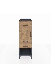 Kronos Dolap Tek Raflı 3 Çekmeceli Tek Kapaklı 44x59x134 Antrasit-Çam