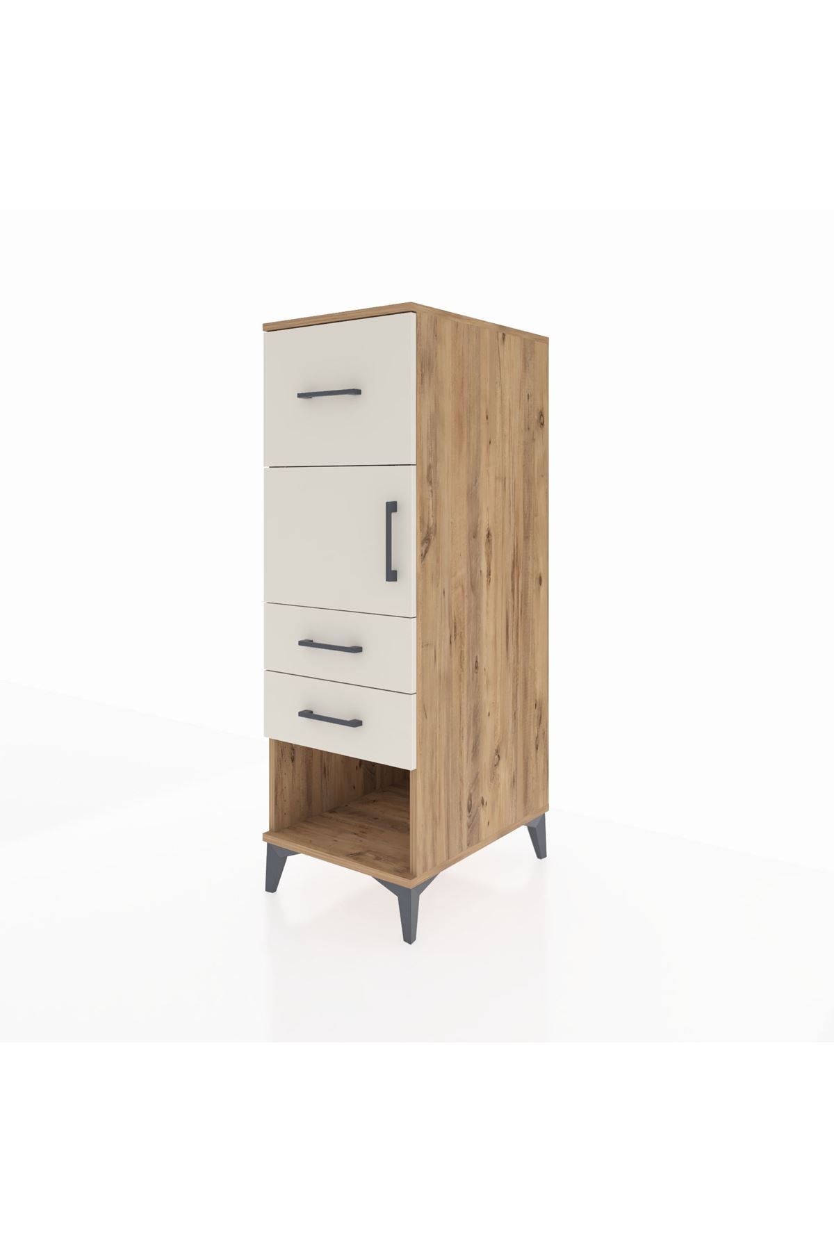 Kronos Dolap Tek Raflı 3 Çekmeceli Tek Kapaklı 44x59x134 Çam-Aytaşı