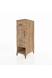 Kronos Dolap Tek Raflı 3 Çekmeceli Tek Kapaklı 44x59x134 Çam-Çam