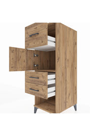 Kronos Dolap Tek Raflı 3 Çekmeceli Tek Kapaklı 44x59x134 Çam-Çam