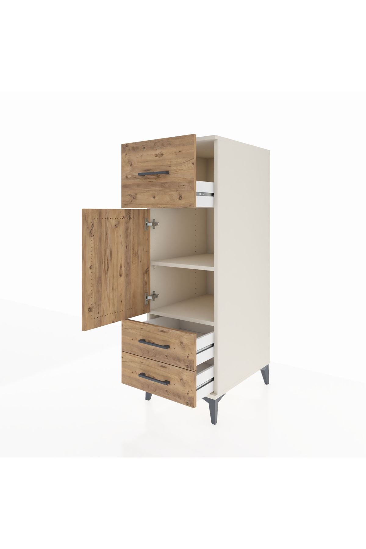 Kronos Dolap 2 Raflı 3 Çekmeceli Tek Kapaklı 44x59x134 Aytaşı-Çam