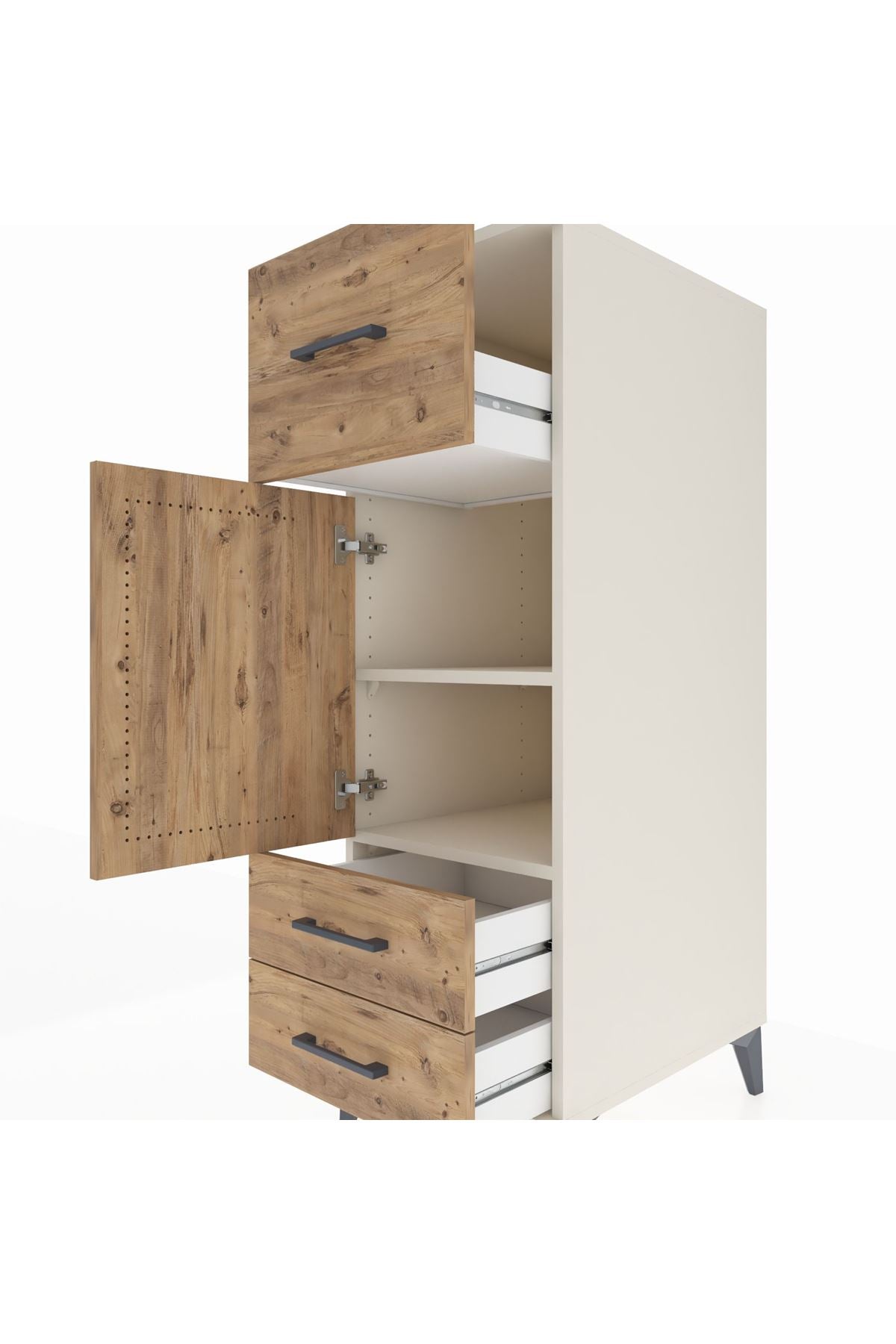 Kronos Dolap 2 Raflı 3 Çekmeceli Tek Kapaklı 44x59x134 Aytaşı-Çam