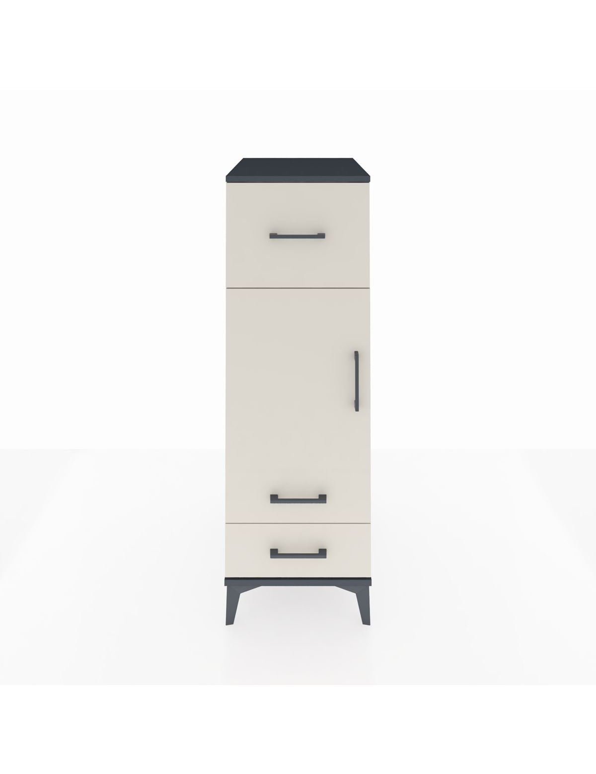 Kronos Dolap 2 Raflı 3 Çekmeceli Tek Kapaklı 44x59x134 Antrasit-Aytaşı