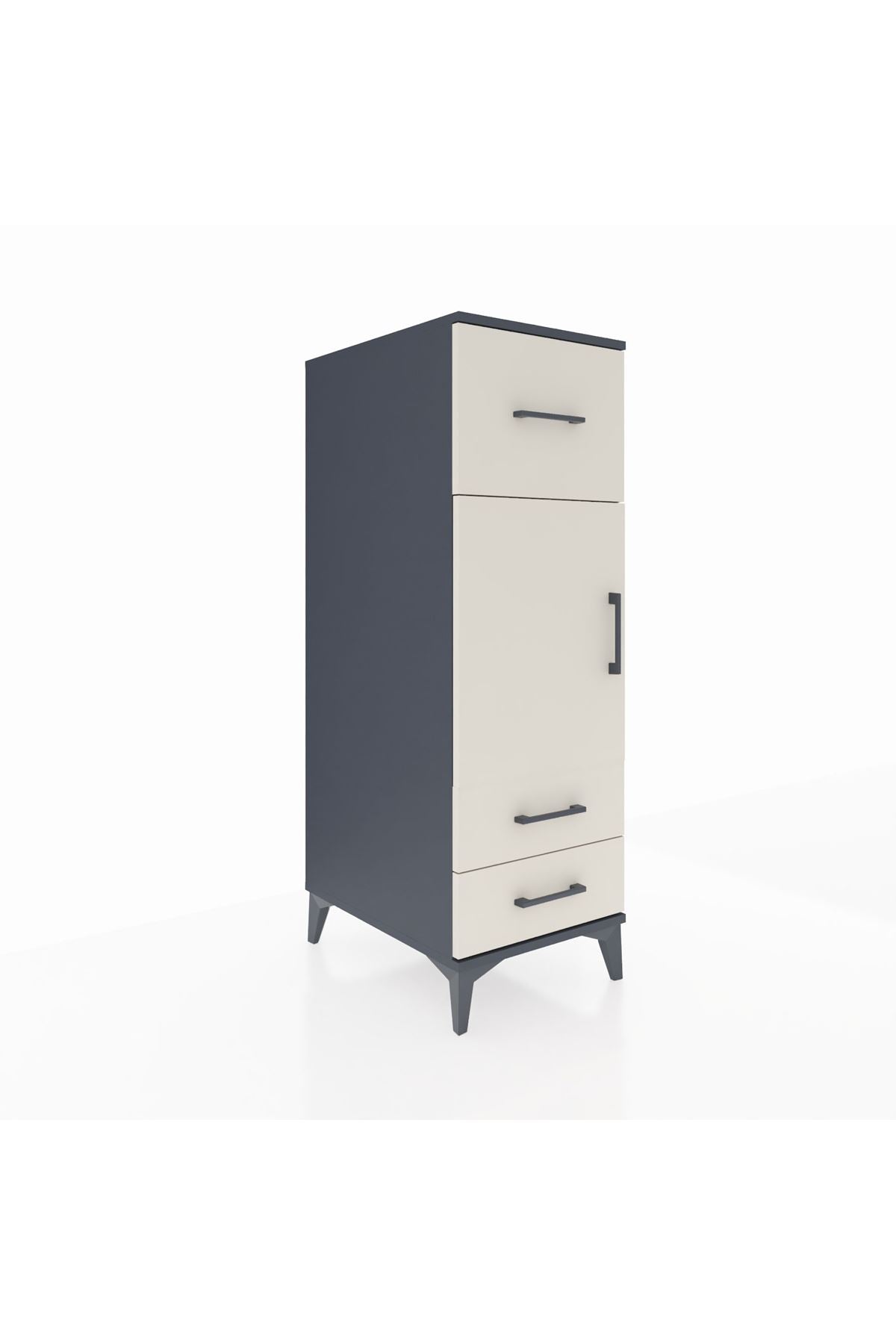 Kronos Dolap 2 Raflı 3 Çekmeceli Tek Kapaklı 44x59x134 Antrasit-Aytaşı