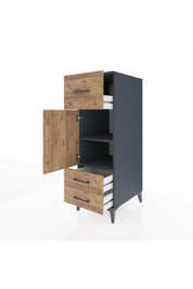 Kronos Dolap 2 Raflı 3 Çekmeceli Tek Kapaklı 44x59x134 Antrasit-Çam