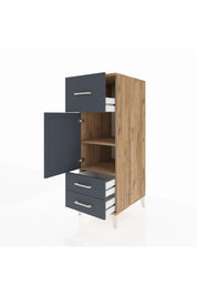 Kronos Dolap 2 Raflı 3 Çekmeceli Tek Kapaklı 44x59x134 Çam-Antrasit