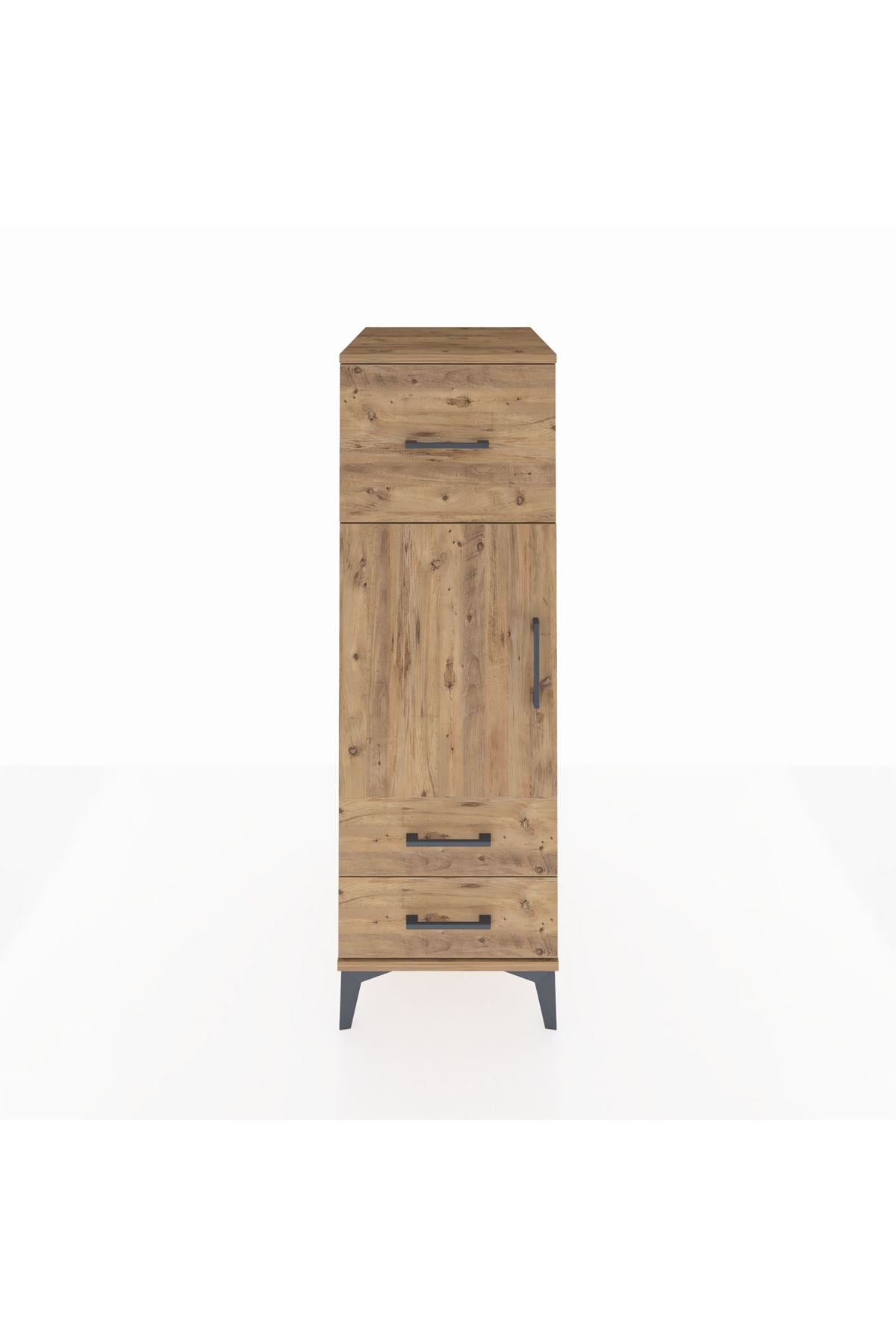 Kronos Dolap 2 Raflı 3 Çekmeceli Tek Kapaklı 44x59x134 Çam-Çam