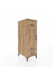 Kronos Dolap 2 Raflı 3 Çekmeceli Tek Kapaklı 44x59x134 Çam-Çam