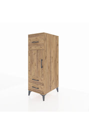 Kronos Dolap 2 Raflı 3 Çekmeceli Tek Kapaklı 44x59x134 Çam-Çam