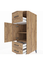 Kronos Dolap 2 Raflı 3 Çekmeceli Tek Kapaklı 44x59x134 Çam-Çam