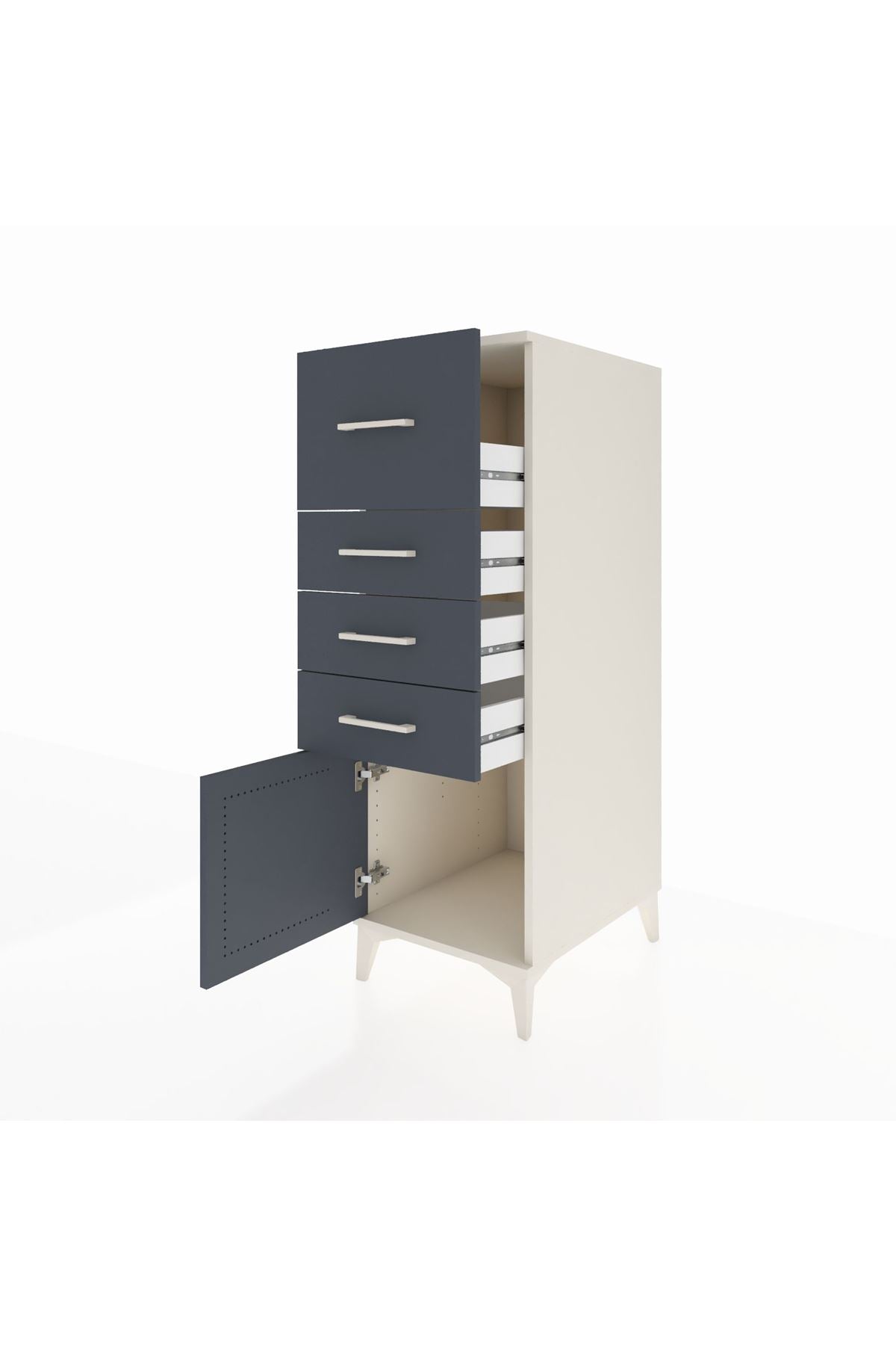 Kronos Dolap 4 Çekmeceli Tek Kapaklı 44x59x134 Aytaşı-Antrasit