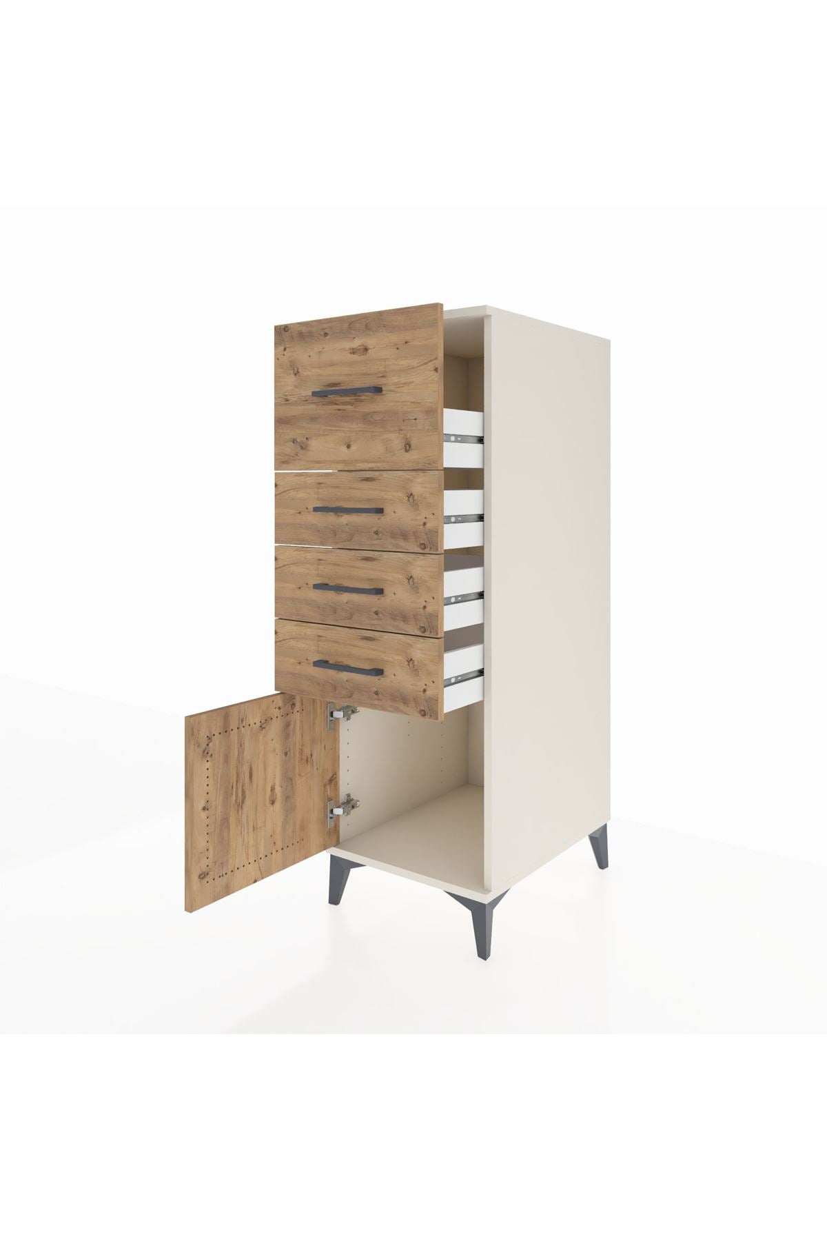 Kronos Dolap 4 Çekmeceli Tek Kapaklı 44x59x134 Aytaşı-Çam