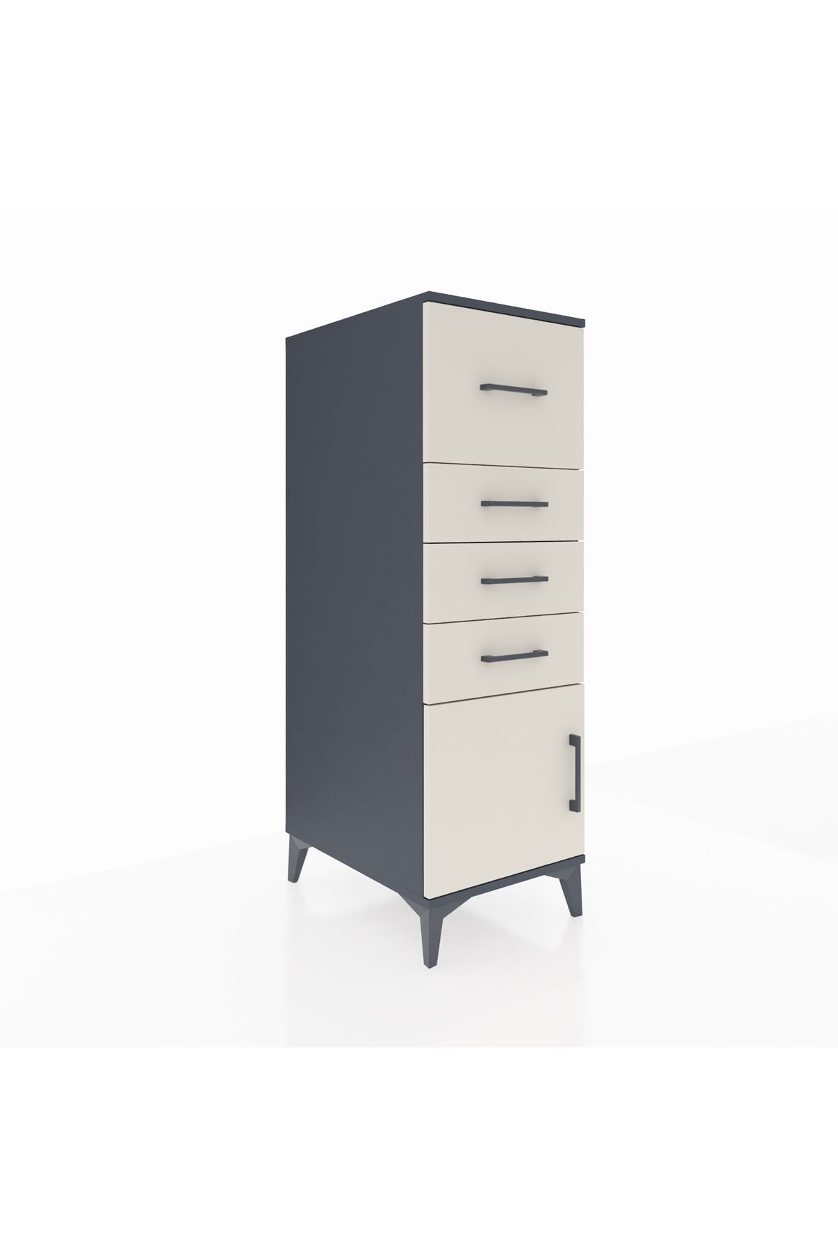 Kronos Dolap 4 Çekmeceli Tek Kapaklı 44x59x134 Antrasit-Aytaşı