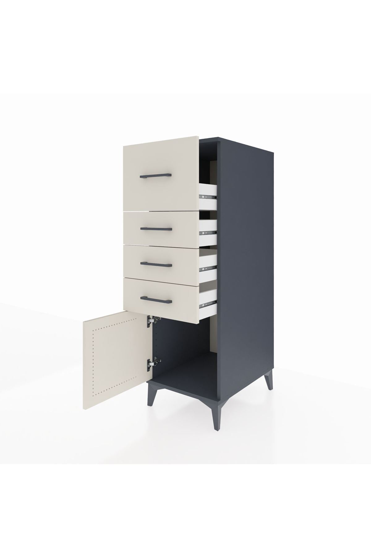 Kronos Dolap 4 Çekmeceli Tek Kapaklı 44x59x134 Antrasit-Aytaşı