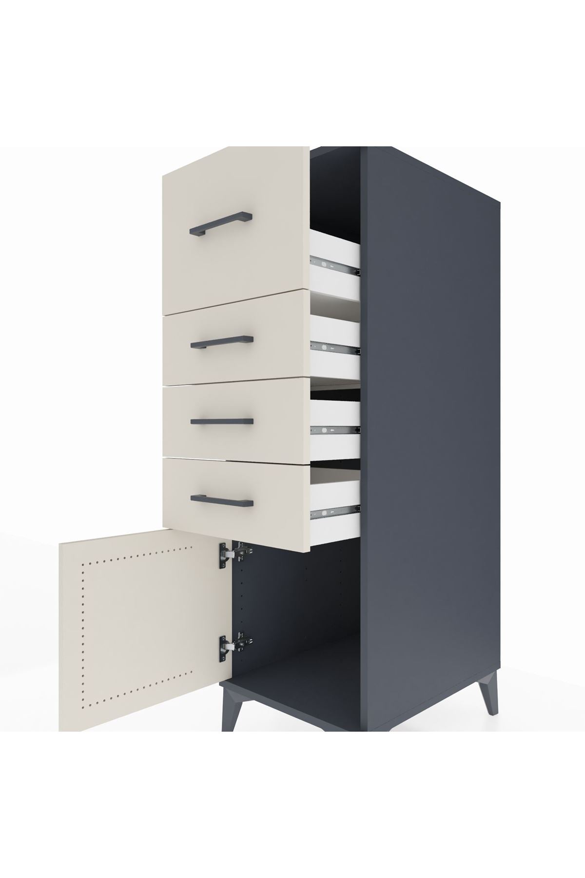 Kronos Dolap 4 Çekmeceli Tek Kapaklı 44x59x134 Antrasit-Aytaşı