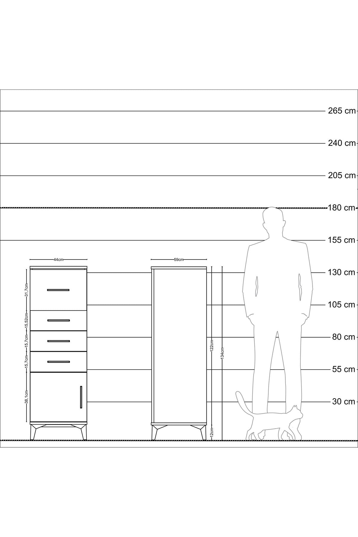 Kronos Dolap 4 Çekmeceli Tek Kapaklı 44x59x134 Antrasit-Aytaşı