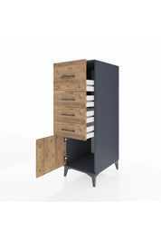 Kronos Dolap 4 Çekmeceli Tek Kapaklı 44x59x134 Antrasit-Çam