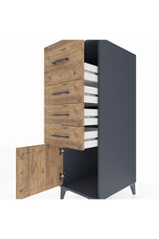 Kronos Dolap 4 Çekmeceli Tek Kapaklı 44x59x134 Antrasit-Çam