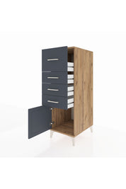 Kronos Dolap 4 Çekmeceli Tek Kapaklı 44x59x134 Çam-Antrasit