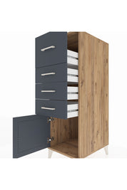 Kronos Dolap 4 Çekmeceli Tek Kapaklı 44x59x134 Çam-Antrasit