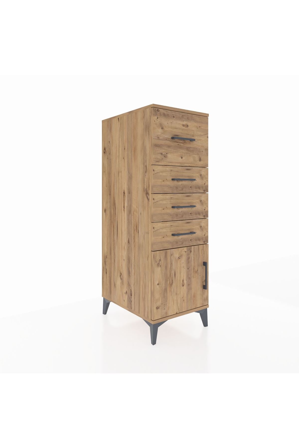 Kronos Dolap 4 Çekmeceli Tek Kapaklı 44x59x134 Çam-Çam